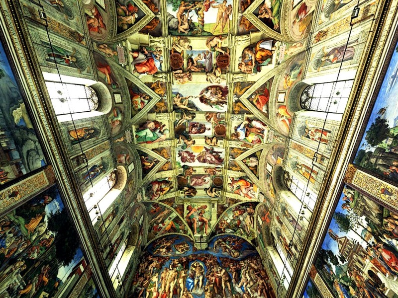 Потолок Сикстинской капеллы, работа  Микеланджело