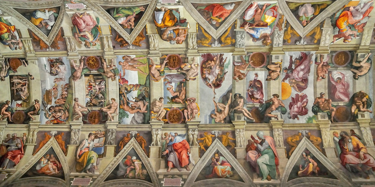Потолок Сикстинской капеллы, работа Микеланджело