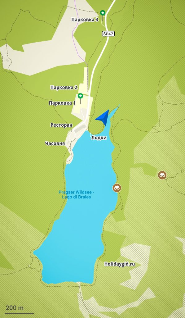 План прогулки по озеру Lago di Braies